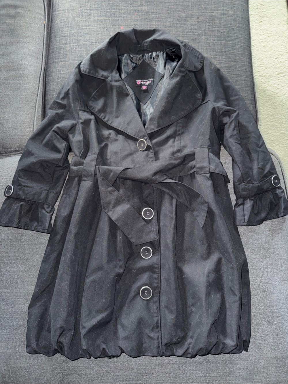 Women's Black Belted Trench Coat